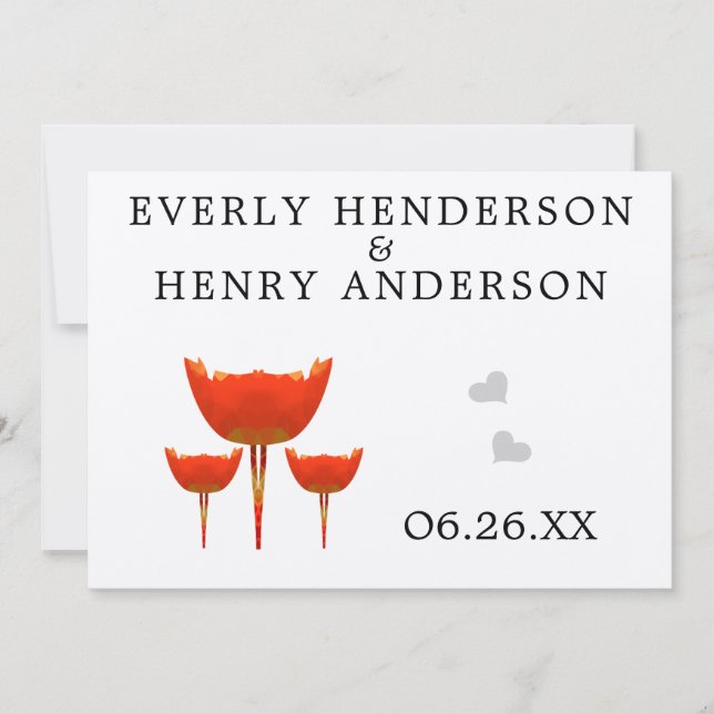 Invitation Mariage Whimsical Orange Poppy Enregistrer la date (Devant)