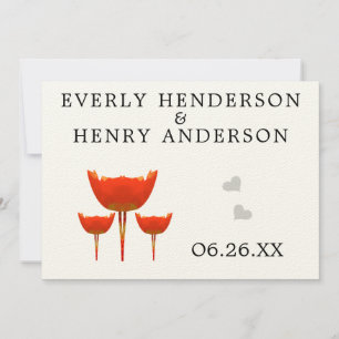 Invitation Mariage Whimsical Orange Poppy Enregistrer la date