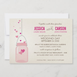 Invitation MARIAGE WHIMSICAL tendance mason jarre amour coeur