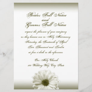 Invitation Mariage White Antique Daisy