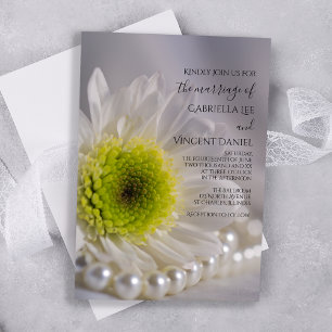 Invitation Mariage White Daisy et Pearls