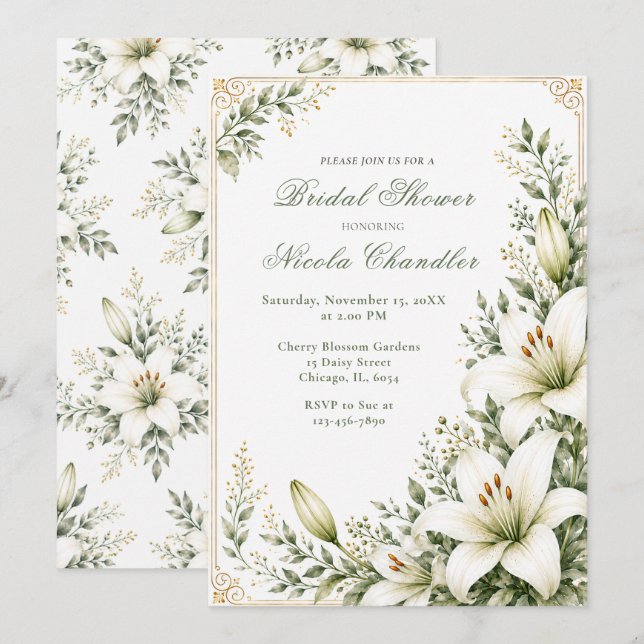 Invitation Mariage White Lily (Devant / Derrière)