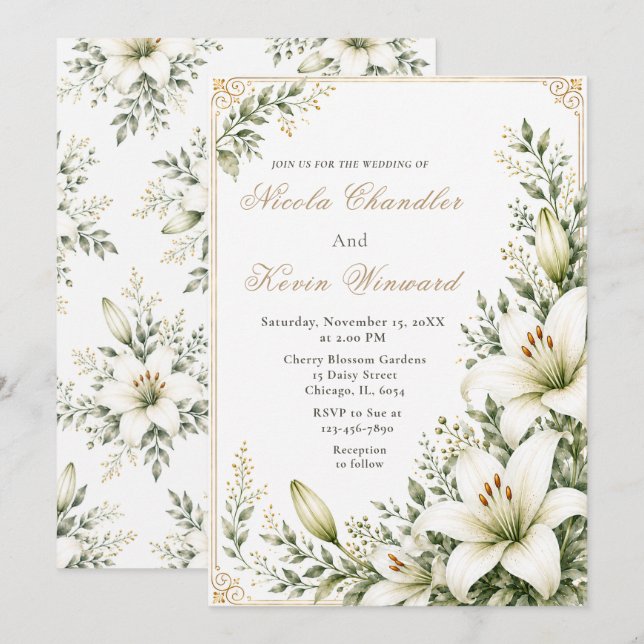 Invitation Mariage White Lily (Devant / Derrière)