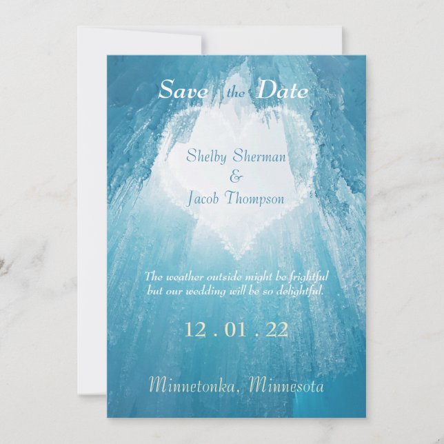 Invitation Mariage Winter Wonderland - Enregistrer la date (Devant)