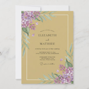 Invitation Mariage Wisteria Lilas Doré