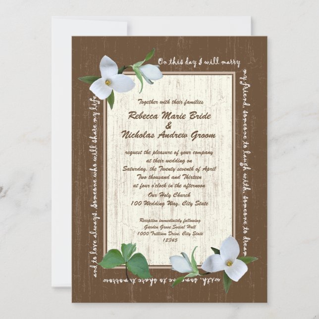Invitation Mariage Woodland Trillium (Devant)