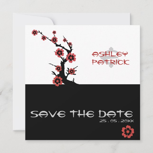 Invitation Mariage Yin-Yang Sakura Oriental (Devant)