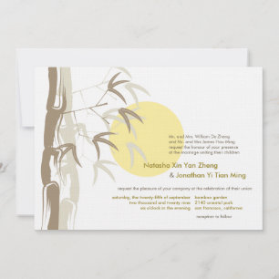 Invitation Mariage zen asiatique Bambou Lever de soleil jaune