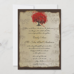 Invitation Mariages Arbre à Feuilles de Prunier Orange Doré M
