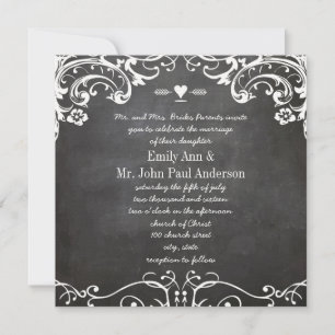 Invitation Mariages de typographie de tableau noir