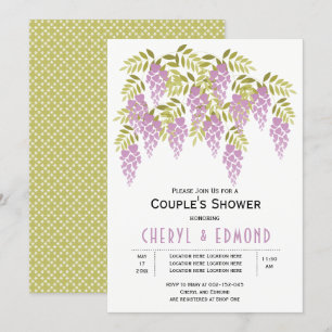 Invitation Mariages fleuris à la glycine violette douche