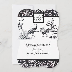 Invitation MARIAGES INSÉPARABLES CARRÉ MONOGRAM noir, blanc