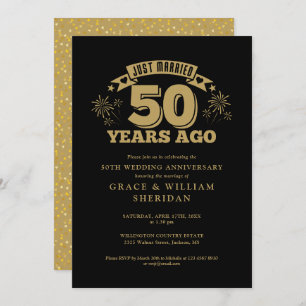Invitation Marié 50e anniversaire de Mariage Gold Noir