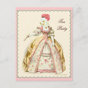 Invitation Marie Antoinette Poodle blanc avec ventilateur