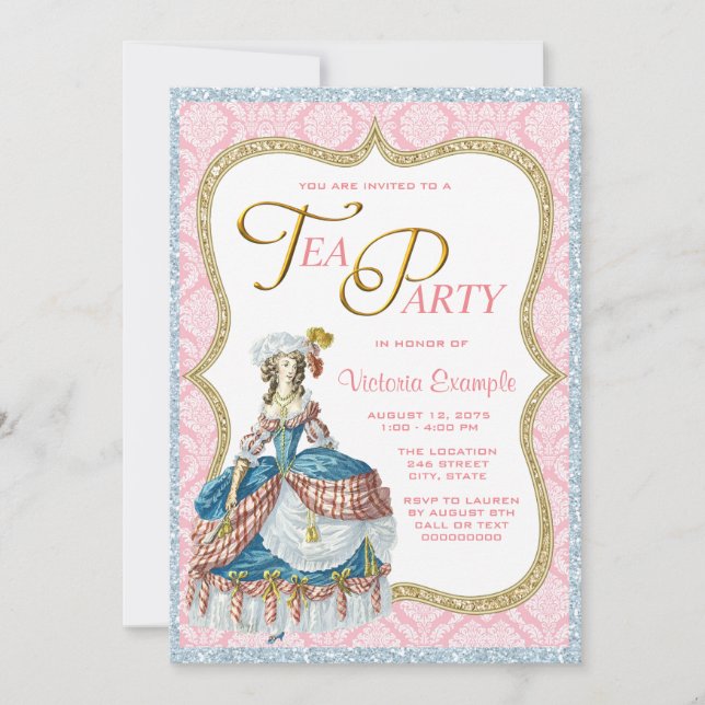 Invitation Marie Antoinette Tea Party (Devant)