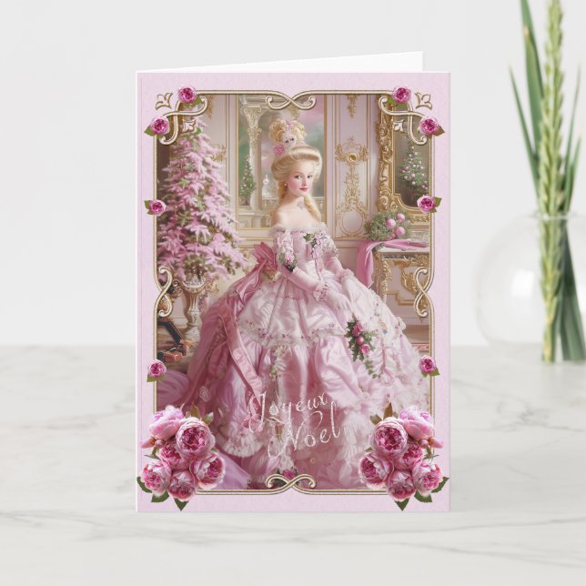 Invitation Marie Antoinette Versailles Pink Christmas Card  (Devant)