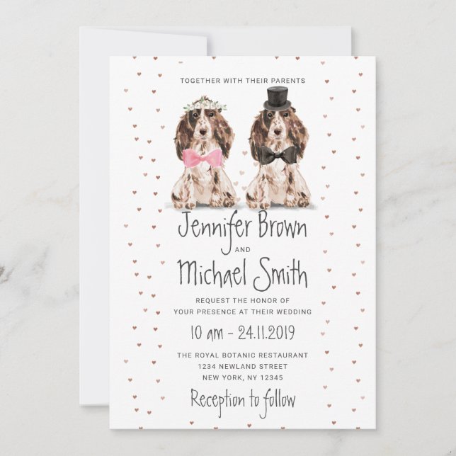 Invitation Marié Cocker Spaniel à la Saint-Valentin Mariage C (Devant)