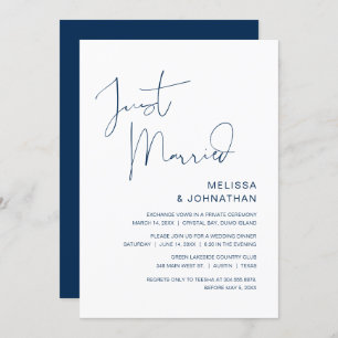Invitation Marié, Mariage, Parti Elopement, Bleu Marine