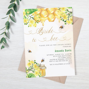 Invitation Mariée à abeille jaune floral nid d'abeille douche