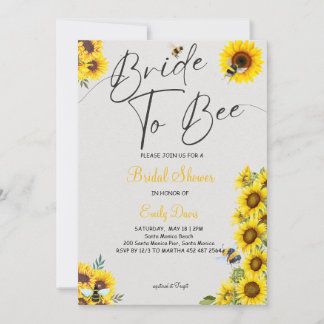 Invitation Mariée à l'abeille avec des tournesols et du miel