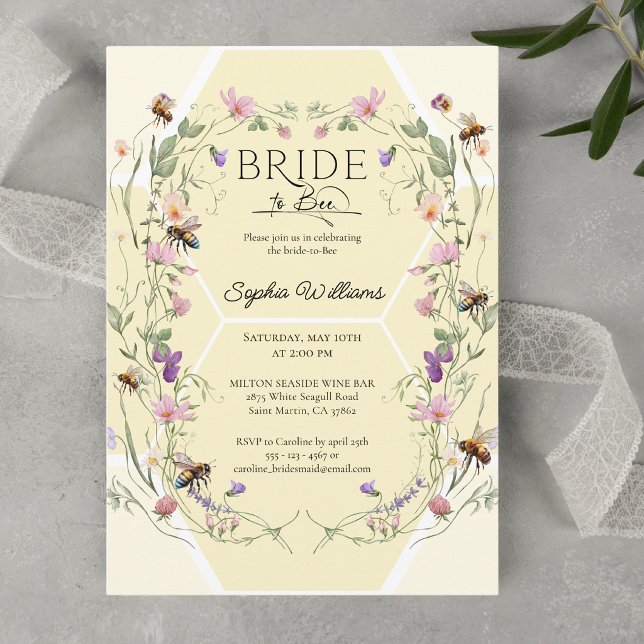 Invitation Mariée à l'abeille Fleurs sauvages Abeilles Enterr (Créateur téléchargé)