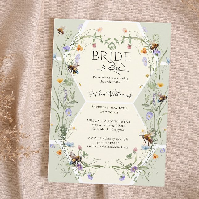 Invitation Mariée à l'abeille Fleurs sauvages Abeilles Enterr (Créateur téléchargé)