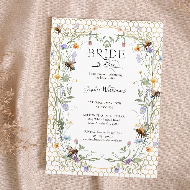 Invitation Mariée à l'abeille Fleurs sauvages Nid d'abeille E (Créateur téléchargé)