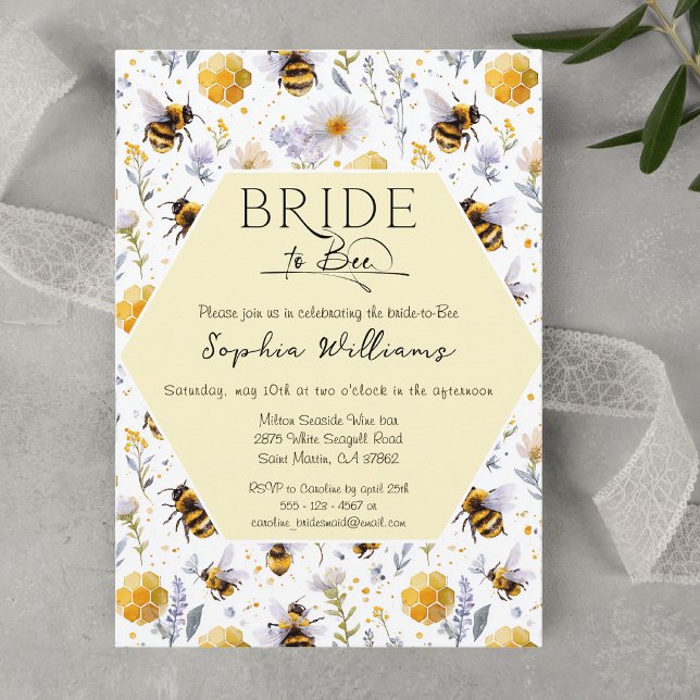 Invitation Mariée à l'abeille Lavande Florale Abeilles Enterr (Créateur téléchargé)