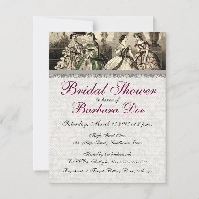 Invitation Mariée Antique Vintage Mariage (Devant)