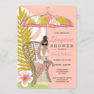 Invitation Mariée Brunette sous la douche de lingerie tropica