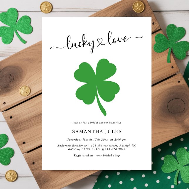 Invitation Mariée Chanceuse : Lavande de Mariage Verte Shamro (Créateur téléchargé)