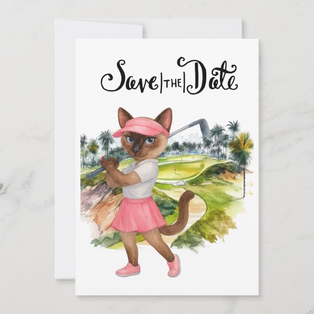 Invitation Mariée Chat Golfeuse Enterrement de Vie de Jeune F (Devant)