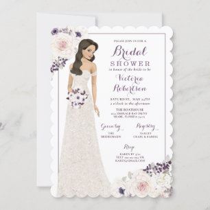 Invitation Mariée d'anémone violette dans la Fête des mariées