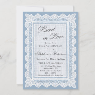 Invitation Mariée dans l'Amour Blue Lace Code QR Baby Shower