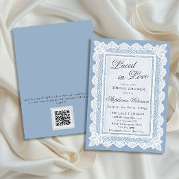 Invitation Mariée dans l'Amour Blue Lace Code QR Baby Shower