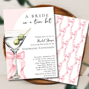 Invitation Mariée Dans Un Martini À Tout Petit Nœud Rose Ente