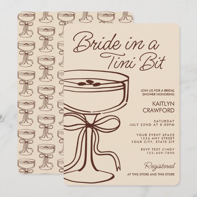 Invitation Mariée Dans Un Petit Peu Espresso Martini Enterrem (Devant / Derrière)