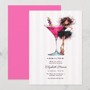 Invitation Mariée dans un peu de Martini rose Bachelorette