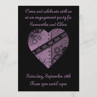 Invitation Mariée de la fête de fiançailles violette steampun
