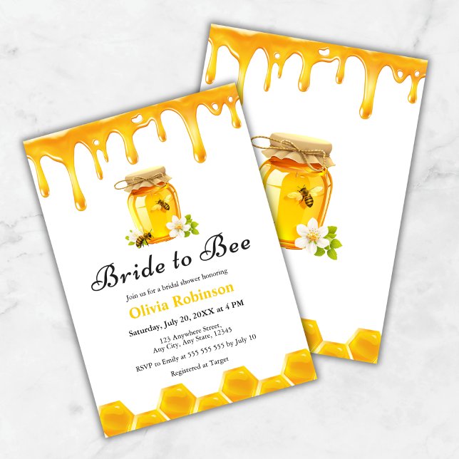 Invitation Mariée de miel jaune à la Fête des mariées d'abeil (Yellow Honey Bride to Bee Bridal Shower Invitation )