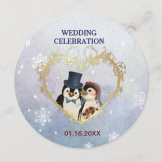 Invitation Mariée de pingouin et Mariage de chambre - Cercle