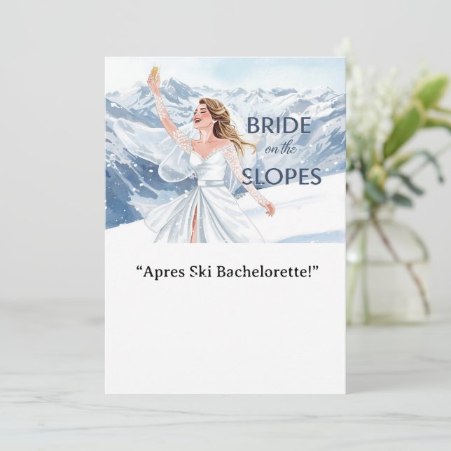 Invitation Mariée de week-end de célibataire au ski sur les p (Debout devant)