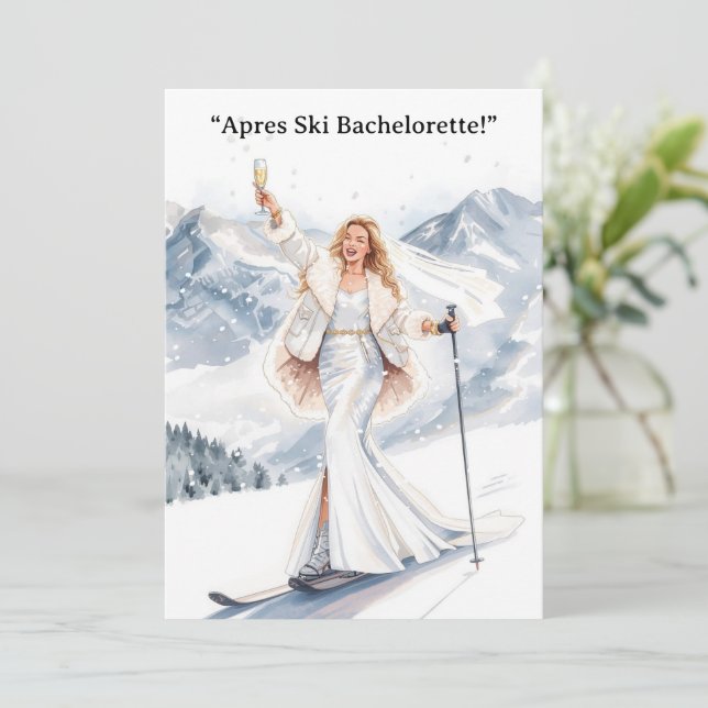 Invitation Mariée de week-end de filles au ski sur les pistes (Debout devant)