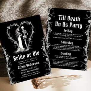 Invitation Mariée d'Halloween ou Die Skeleton Bachelorette Pa