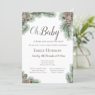 Invitation Mariée d'hiver de Pinecones, Baby shower
