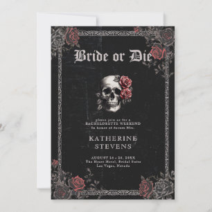 Invitation Mariée Die Goth Black Bachelorette Party Itinérair