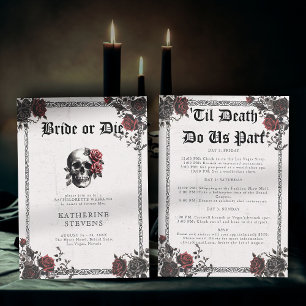 Invitation Mariée Die Goth Floral Bachelorette Party Itinérai