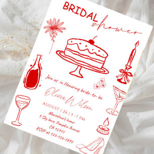Invitation Mariée élégante en dessin au trait - Fête de maria
