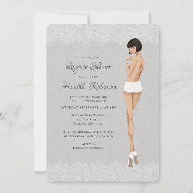 Invitation Mariée en culotte Lacy Lingerie Douche (Devant)