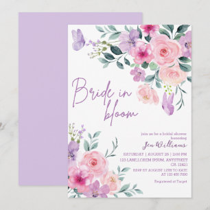 Invitation Mariée en fleurs aquarelle fleurie douche nuptiale